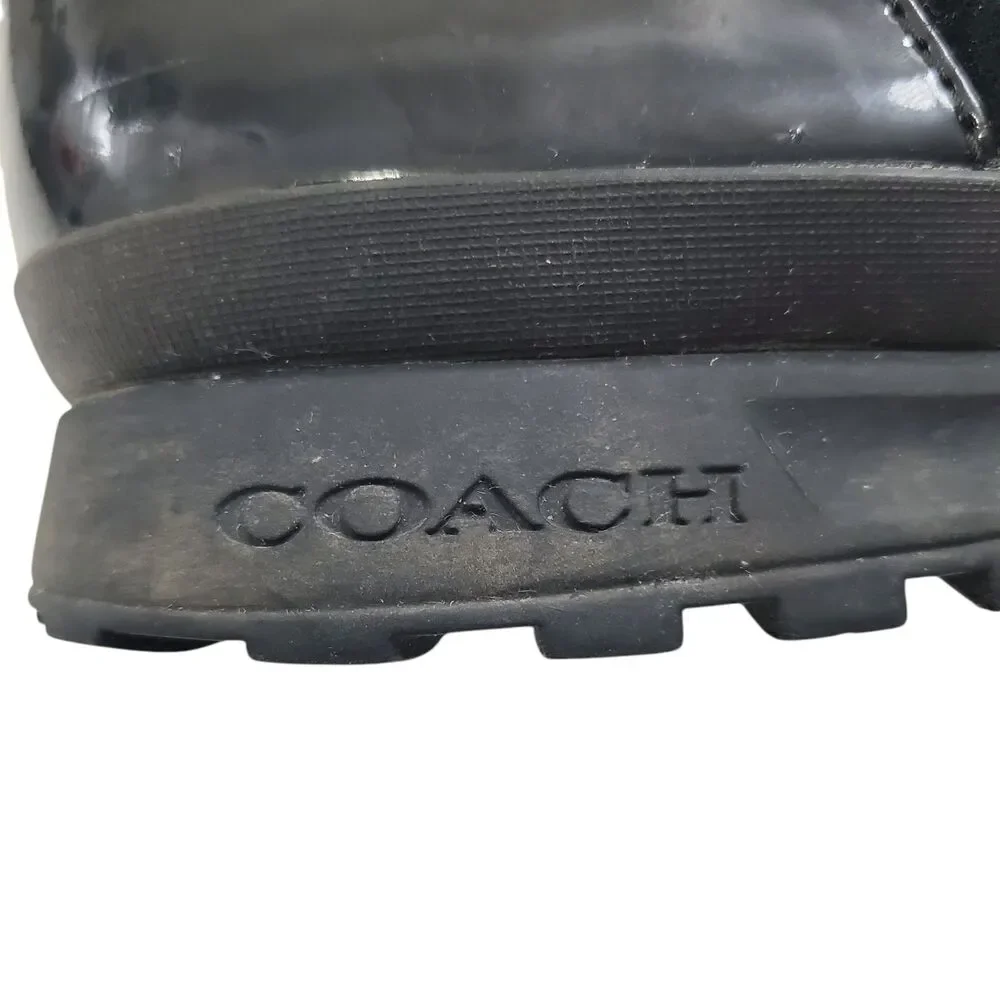 COACH Boots DREXEL Womens Size 7.5 Brown Monogram Stitch Quilted Zip Up A7274